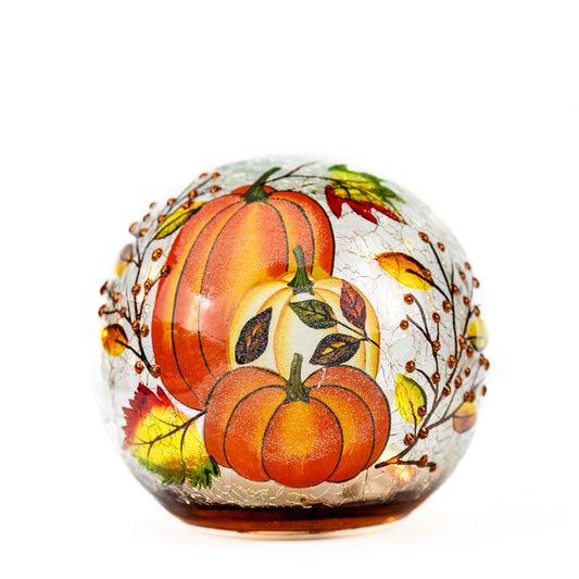 Harvest Pumpkin - Crackle Glass Orb by A Cheerful Giver