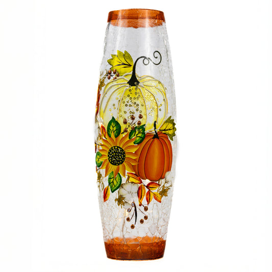 Sunflower & Pumpkin - Crackle Glass Vase