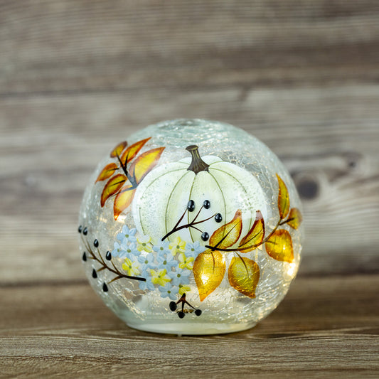 White Pumpkin - Crackle Glass Orb