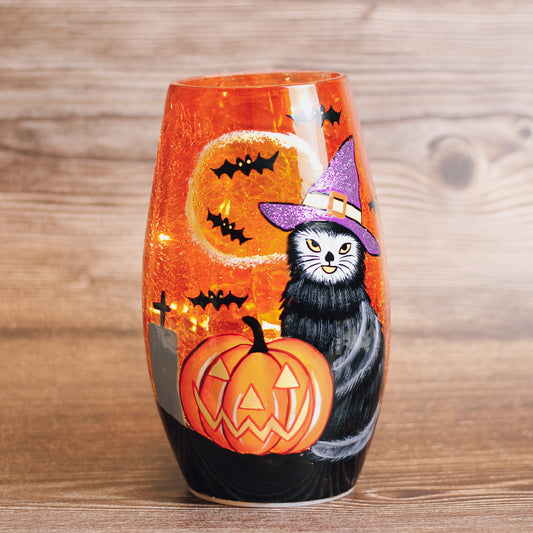 Halloween - Crackle Glass Short Vase