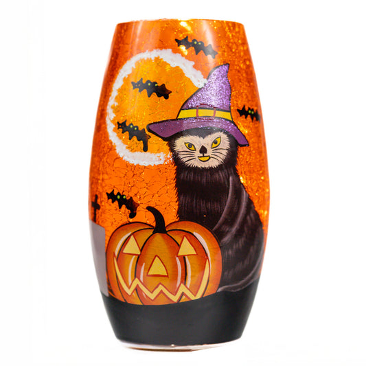 Halloween - Crackle Glass Short Vase