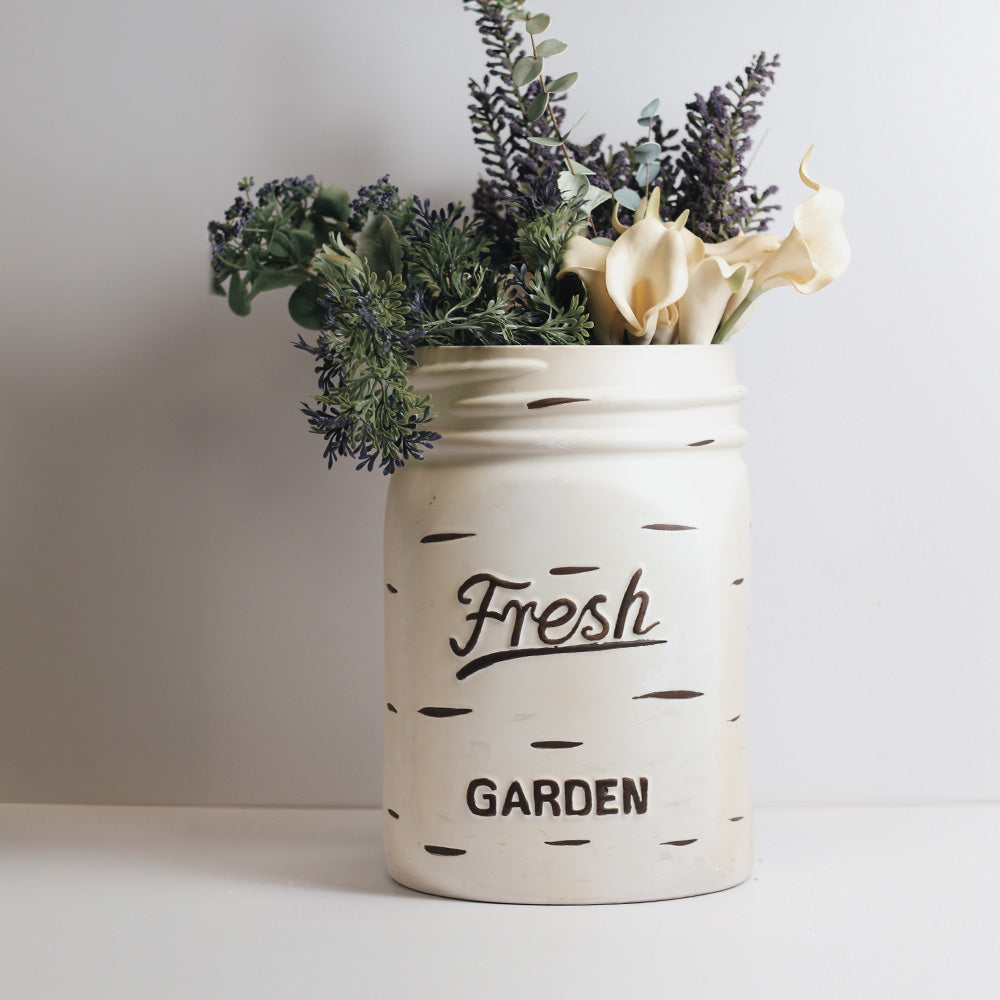 jar planter pots White Mason Jar Planter