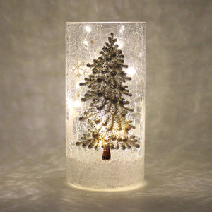 Silver Tree - Crackle Glass Pillar