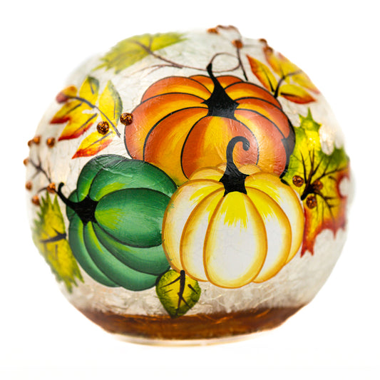 Triple Pumpkin - Crackle Glass Orb