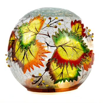 Fallen Leaves - Crackle Glass Orb