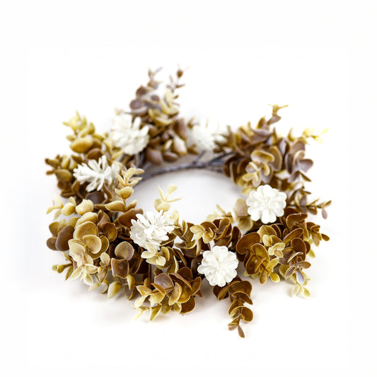 Ashen Leaves & Succulent - Candle Ring by A Cheerful Giver