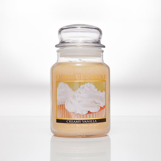 Creamy Vanilla Scented Candle -24 oz, Double Wick, Cheerful Candle