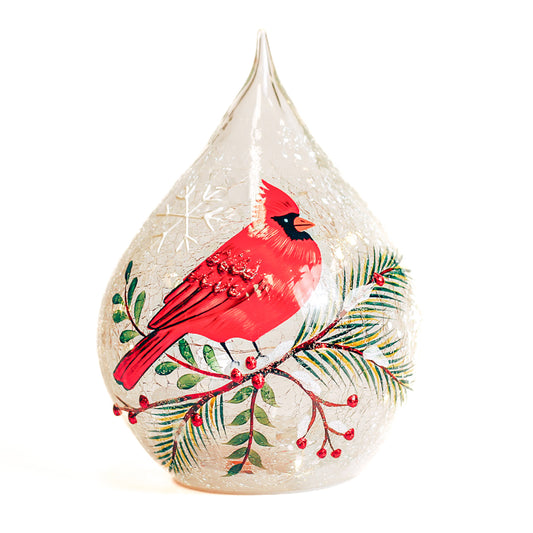 Cardinal - Crackle Glass Teardrop