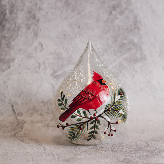 Cardinal - Crackle Glass Teardrop
