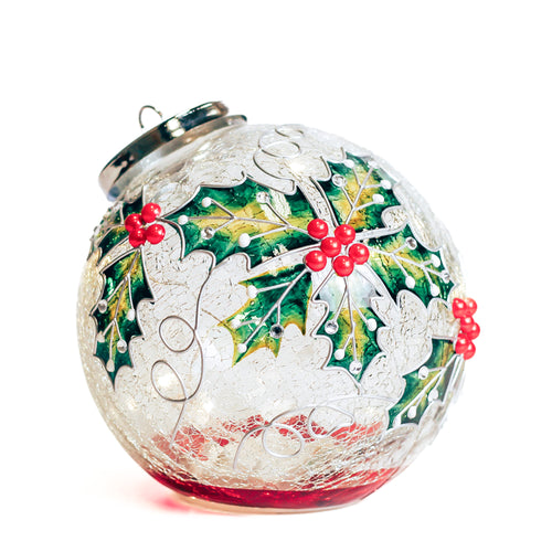 Holly Berry - Crackle Glass Ornament