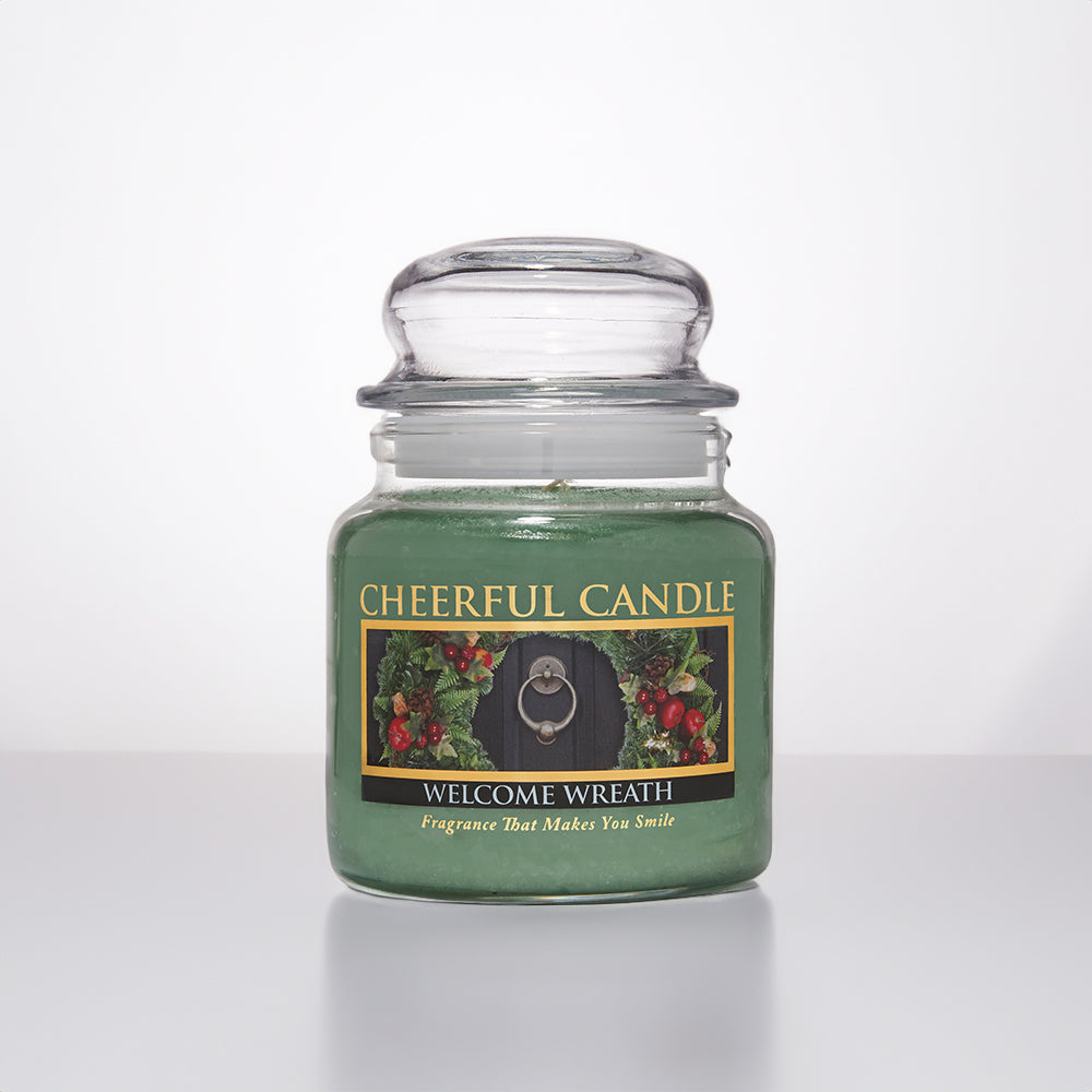 Welcome Wreath Scented Candle -16 oz, Double Wick, Cheerful Candle