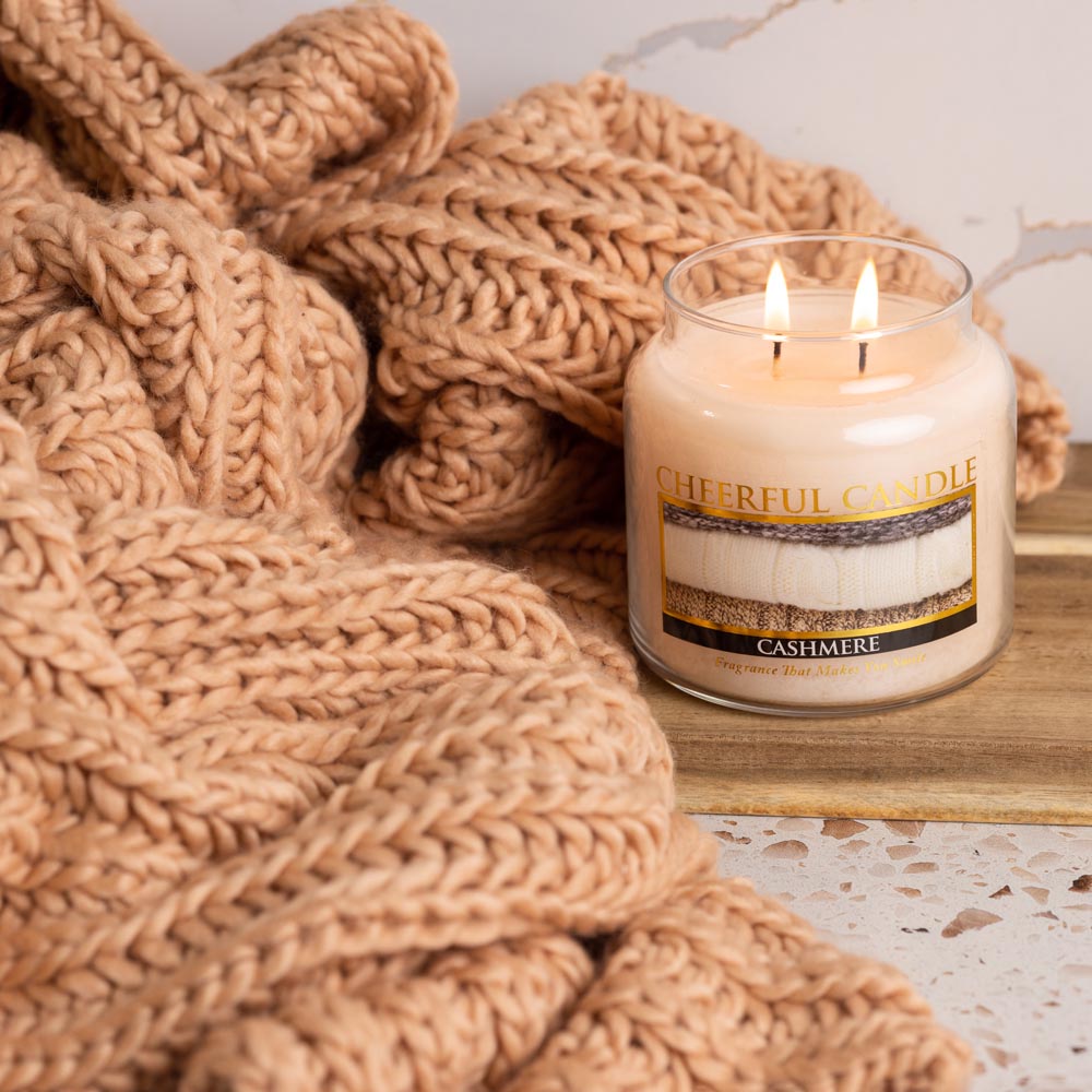 Cashmere Scented Candle -16 oz, Double Wick, Cheerful Candle