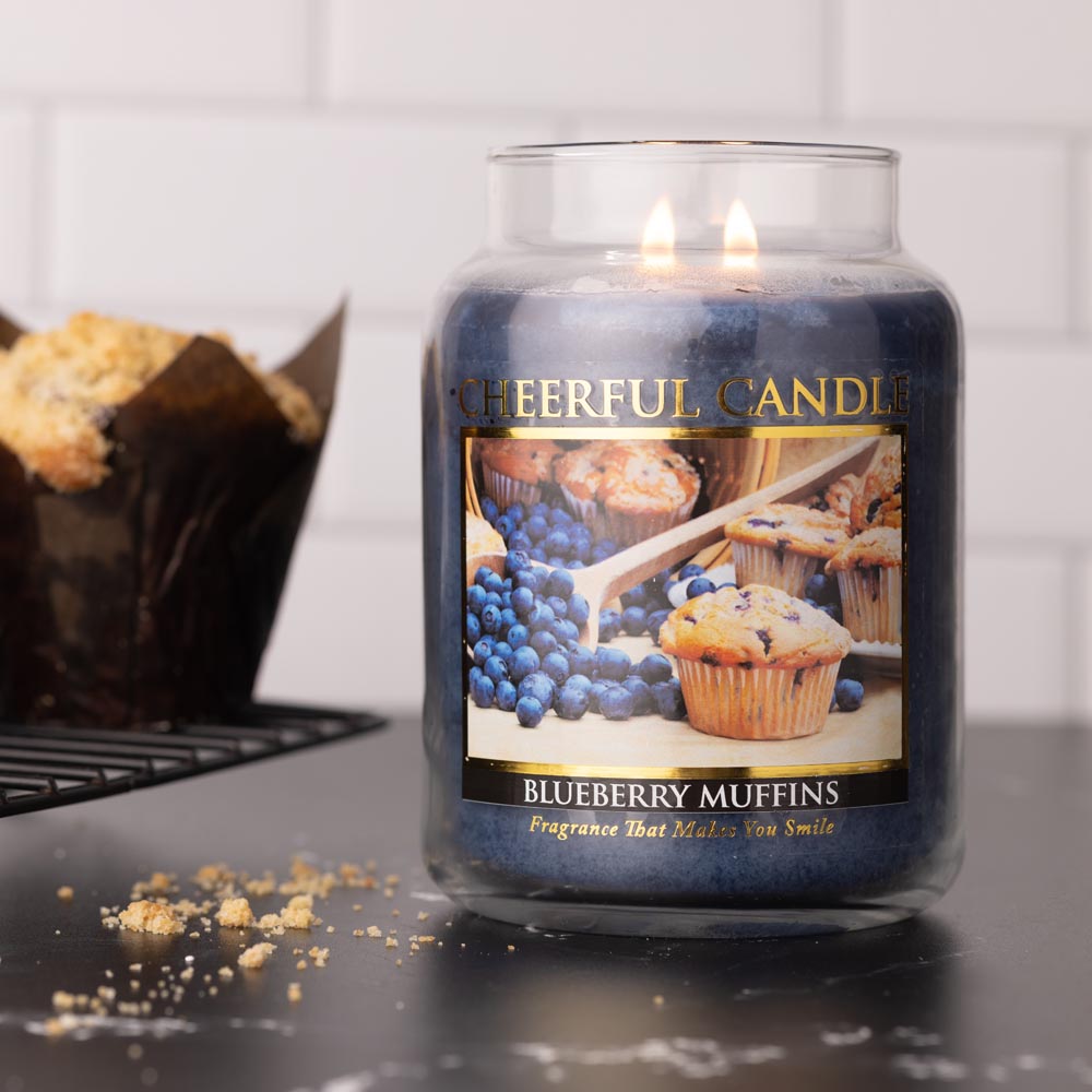 Blueberry Muffins Scented Candle -24 oz, Double Wick, Cheerful Candle