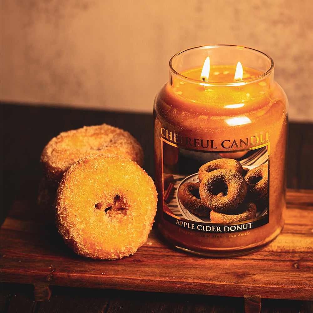 Apple Cider Donut Scented Candle -24 oz, Double Wick, Cheerful Candle