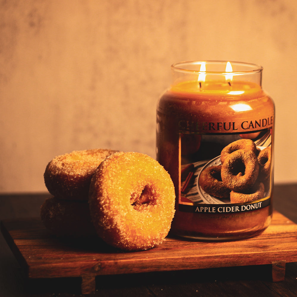 Apple Cider Donut Scented Candle -24 oz, Double Wick, Cheerful Candle