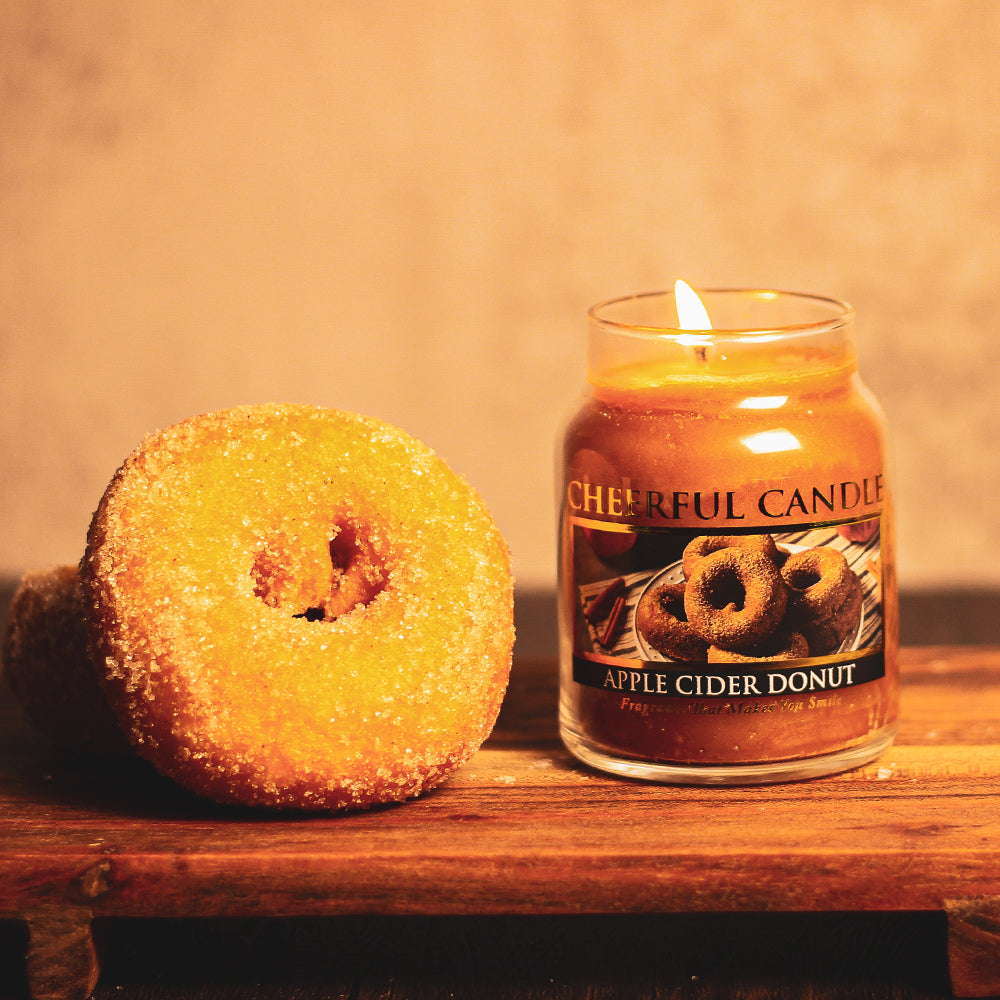 Apple Cider Donut Scented Candle - 6 oz, Single Wick, Cheerful Candle