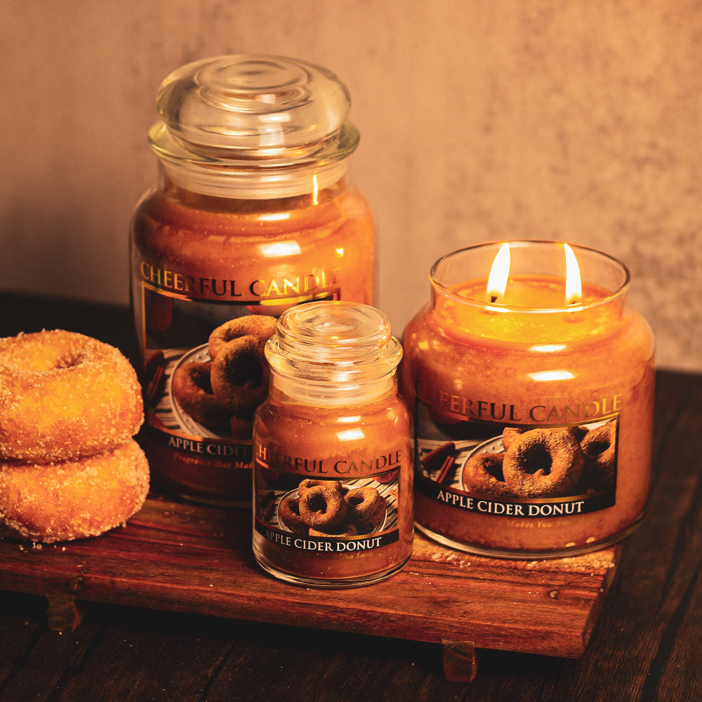 Apple Cider Donut Scented Candle - 6 oz, Single Wick, Cheerful Candle