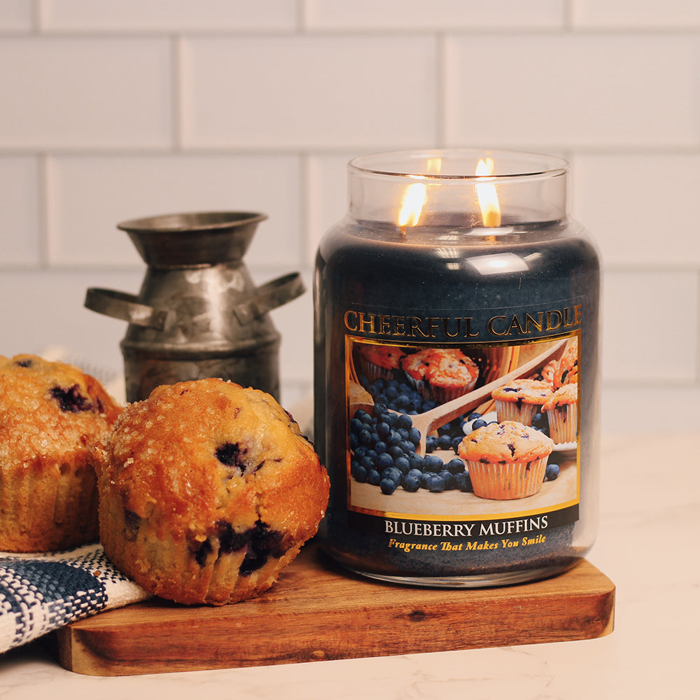 Blueberry Muffins Scented Candle -24 oz, Double Wick, Cheerful Candle