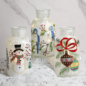 Frosty Vines - Crackle Glass Bottle