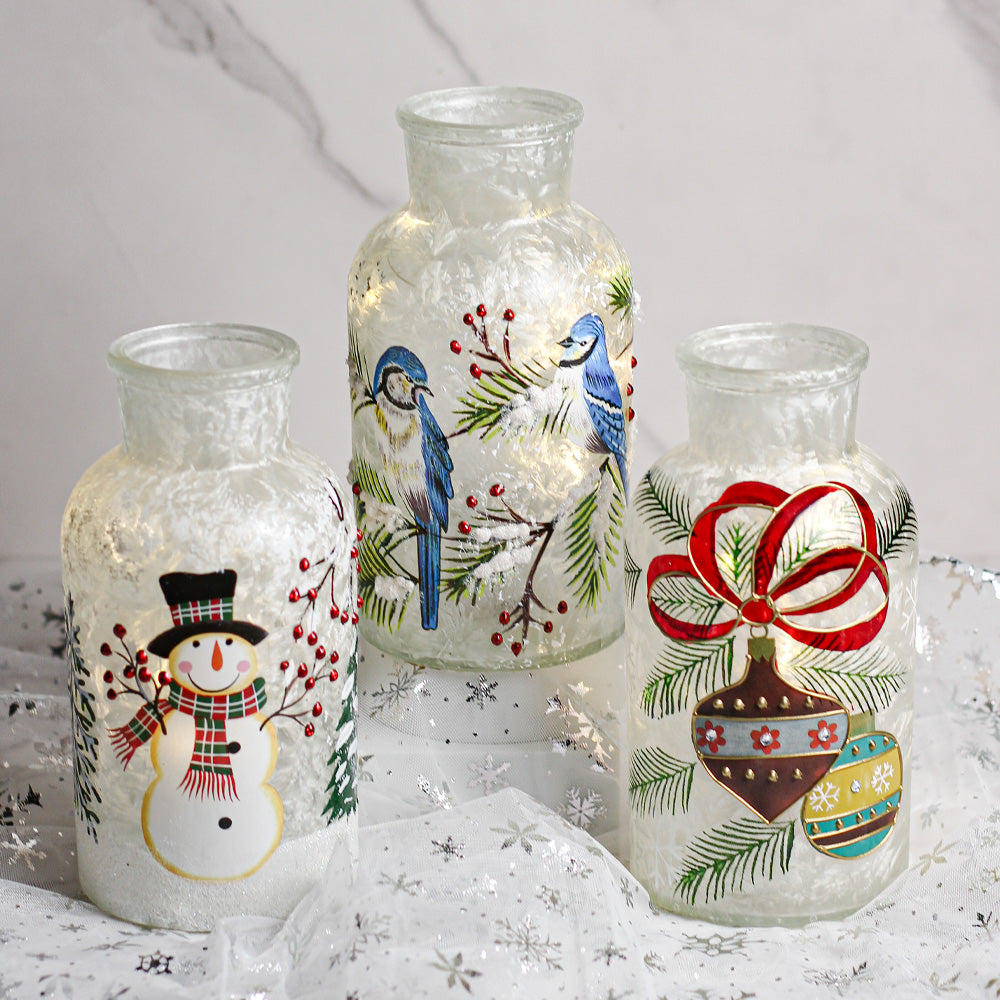 Ornament - Crackle Glass Bottle