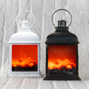 Vertical Fireplace - Gold LED Lantern