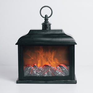 Black - Flameless Fireplace Lantern