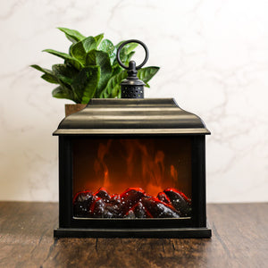 Black - Flameless Fireplace Lantern