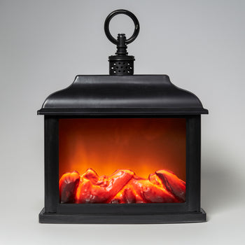 Black - Flameless Fireplace Lantern