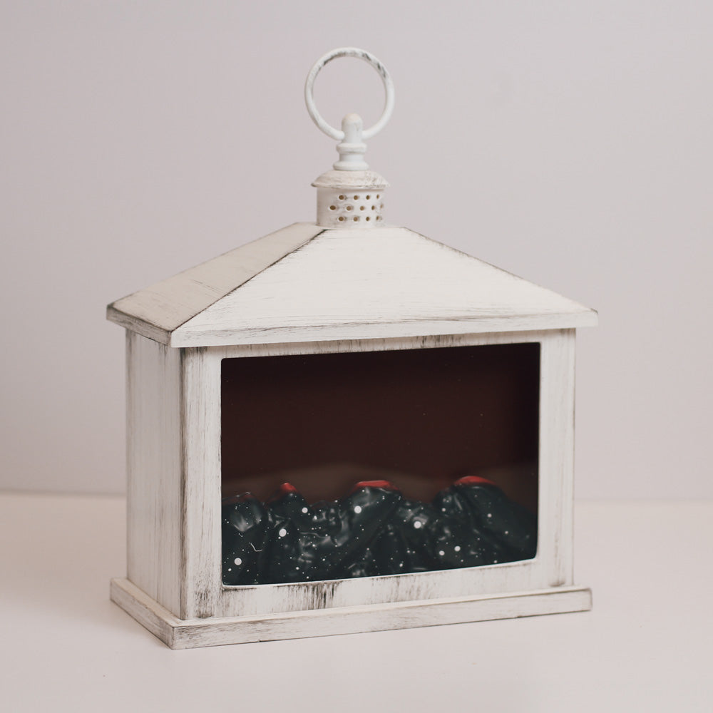 White - Fireplace Lantern Flameless