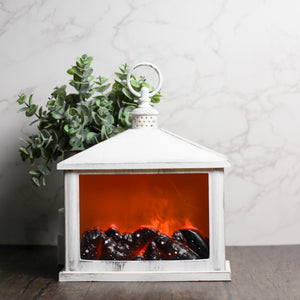 White - Fireplace Lantern Flameless