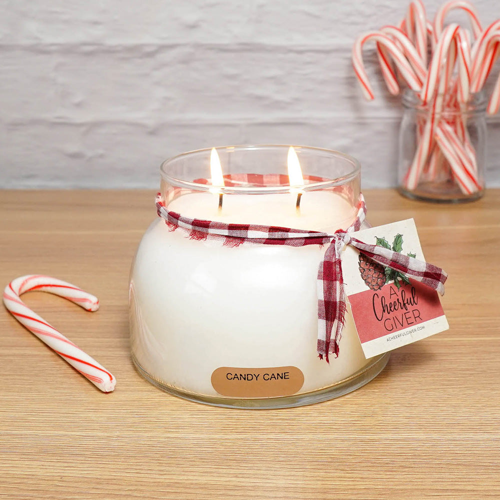 Candy Cane Scented Candle - 22 oz, Double Wick, Mama Jar