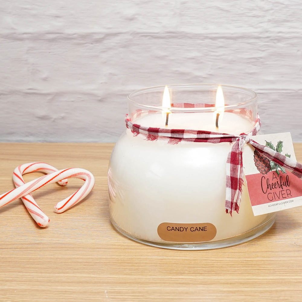 Candy Cane Scented Candle - 22 oz, Double Wick, Mama Jar