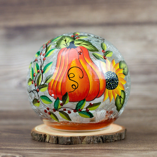 Sunflower Gourd - Crackle Glass Orb