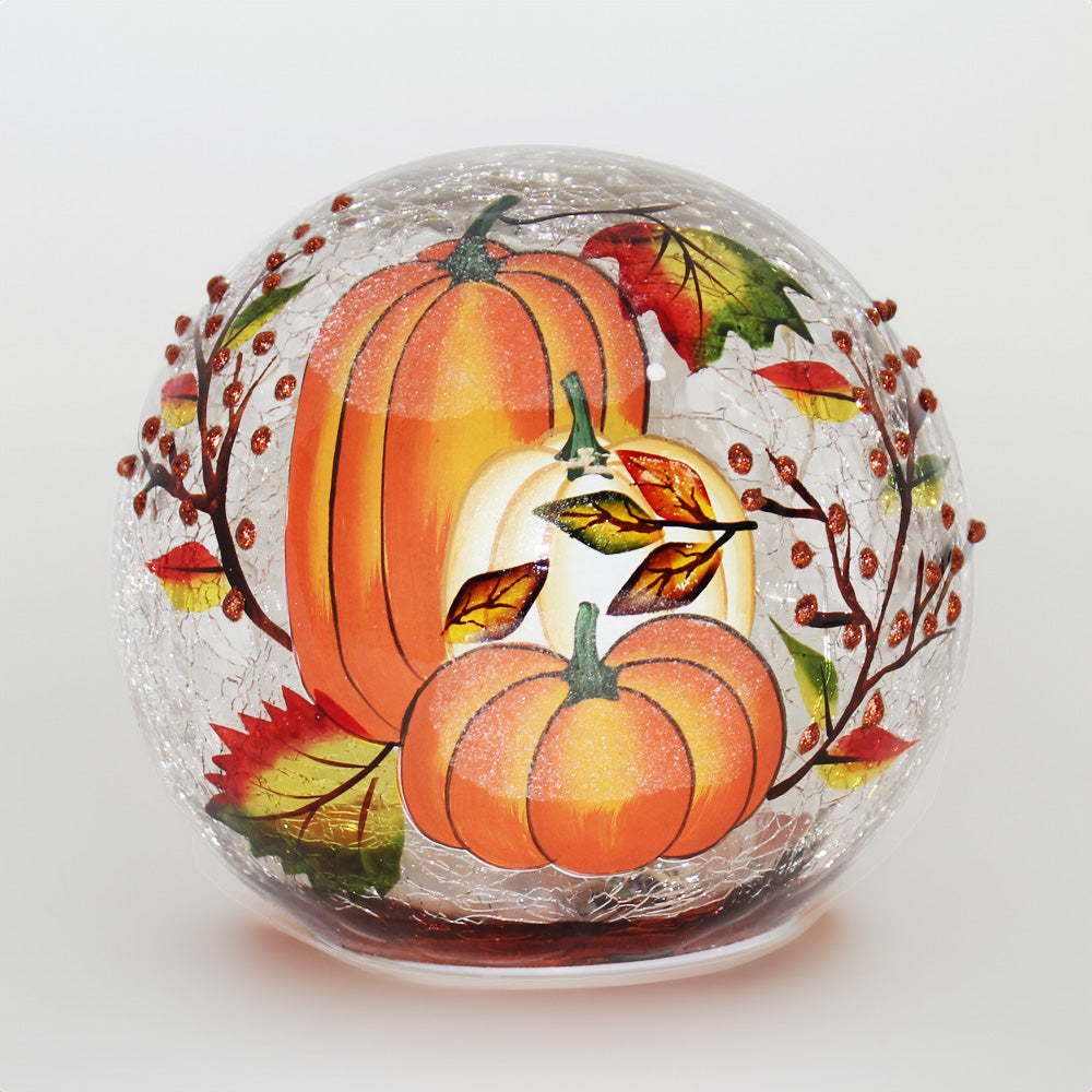 Harvest Pumpkin - Crackle Glass Orb