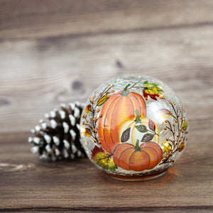 Harvest Pumpkin - Crackle Glass Orb