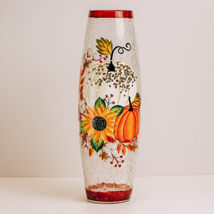 Sunflower & Pumpkin - Crackle Glass Vase