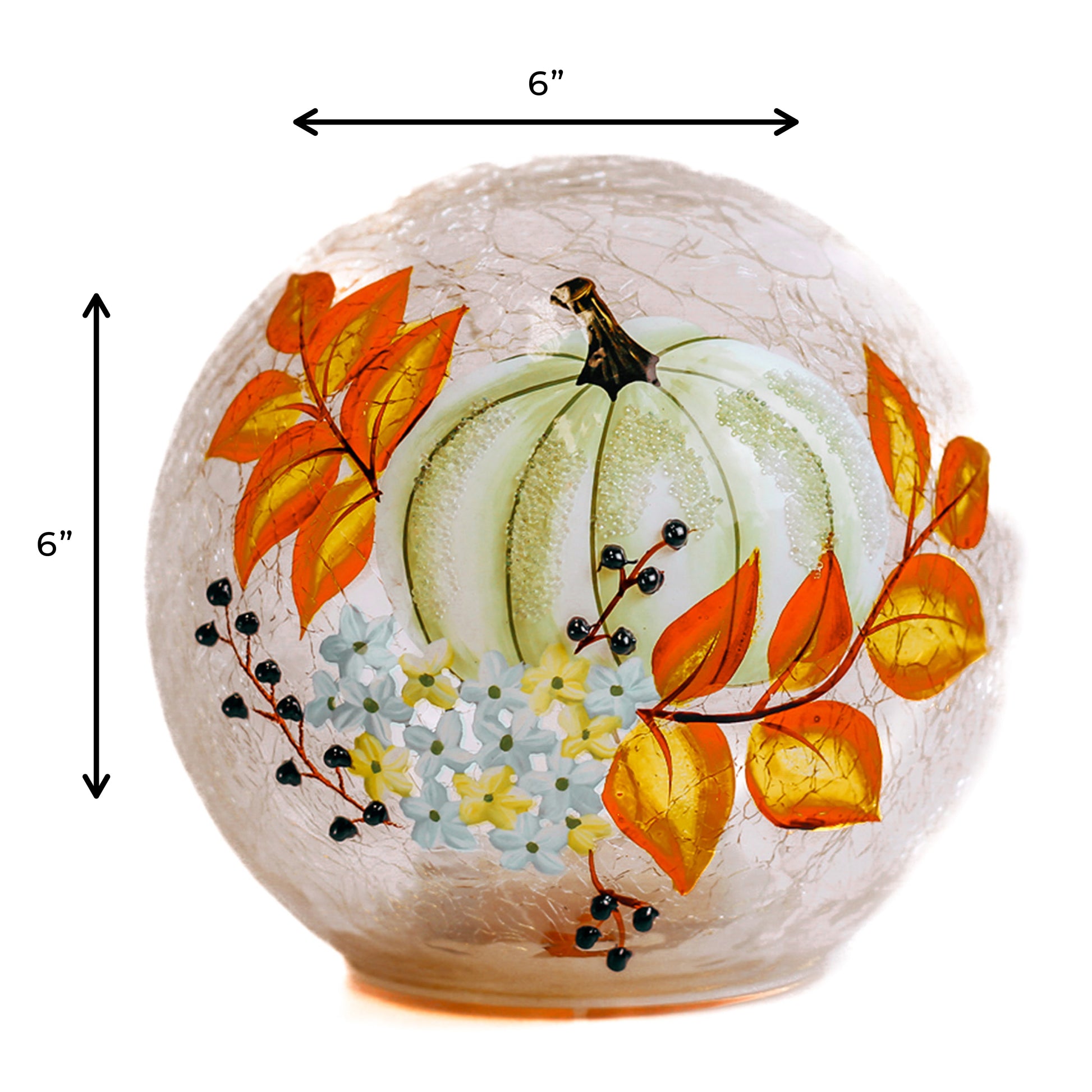 White Pumpkin - Crackle Glass Orb
