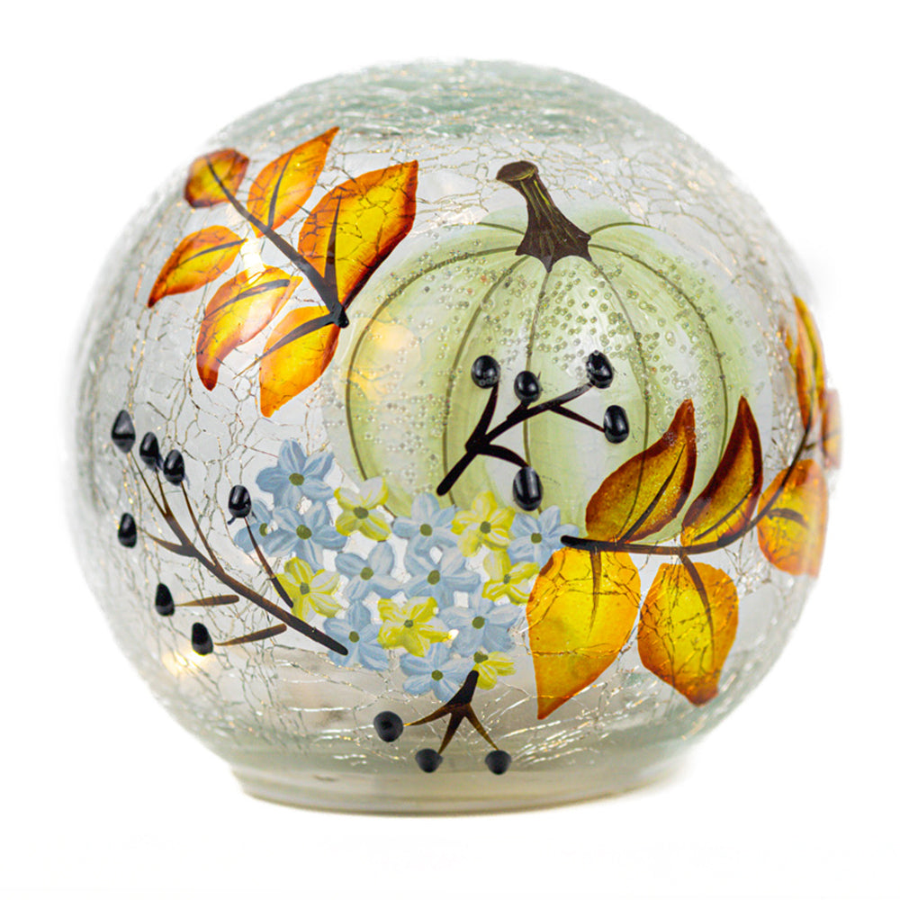 White Pumpkin - Crackle Glass Orb
