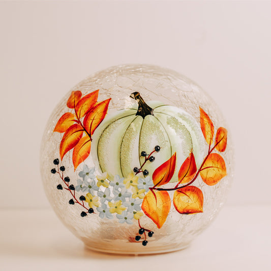 White Pumpkin - Crackle Glass Orb
