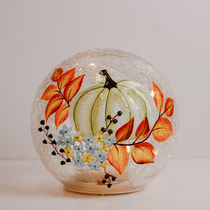 White Pumpkin - Crackle Glass Orb