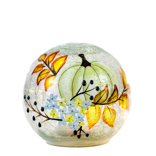 White Pumpkin - Crackle Glass Orb