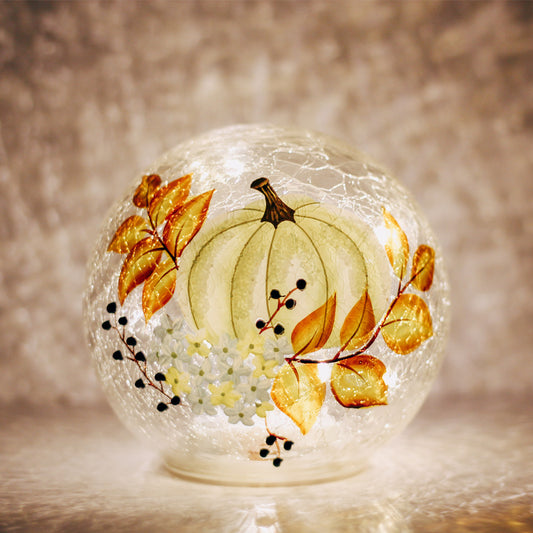 White Pumpkin - Crackle Glass Orb