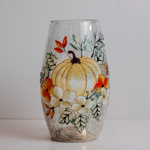 White Pumpkin - Crackle Glass Short Vase