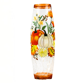 Floral Pumpkin - Crackle Glass Vase