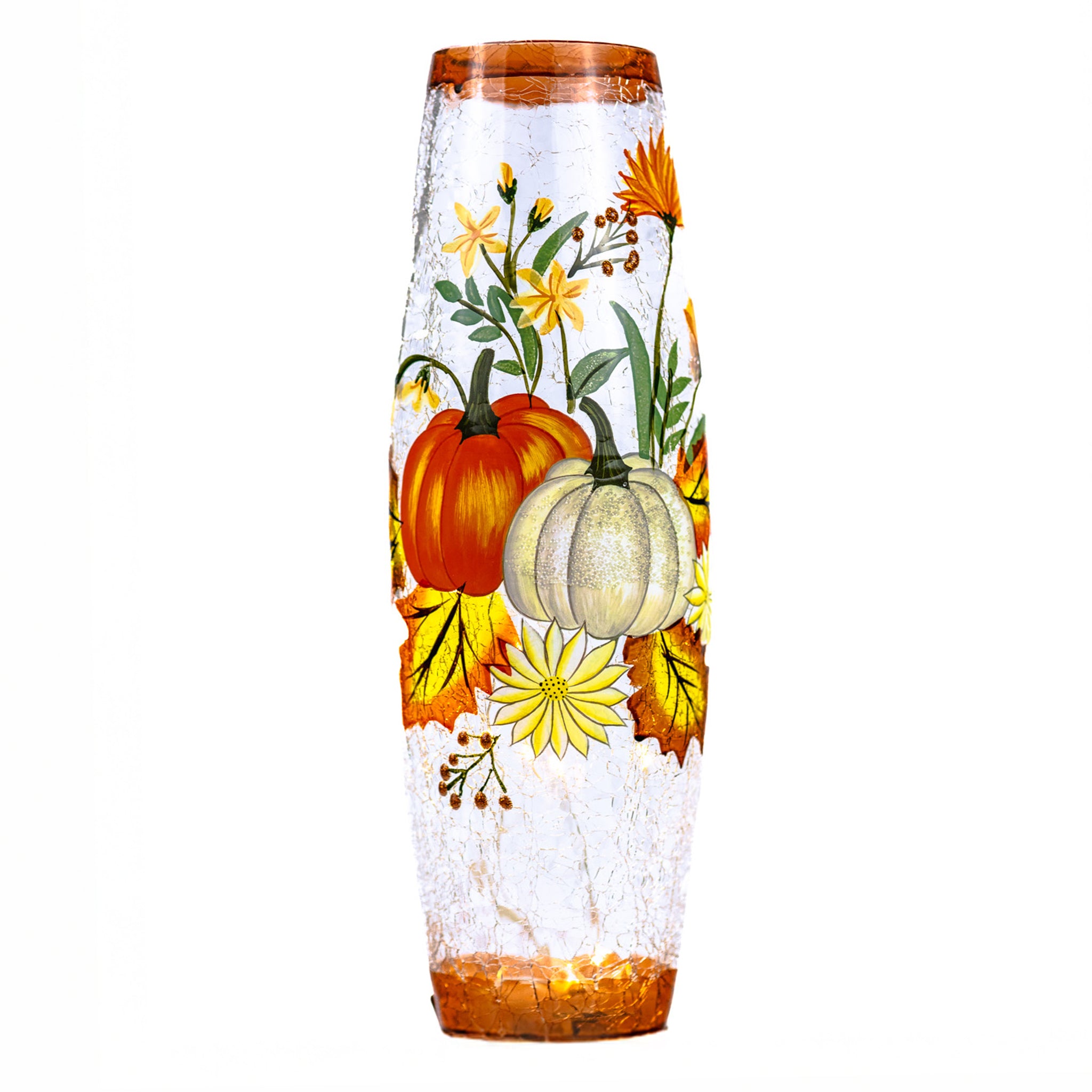 Floral Pumpkin - Crackle Glass Vase – A Cheerful Giver
