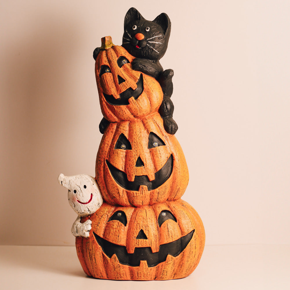 Ghost Cat Pumpkin Stack