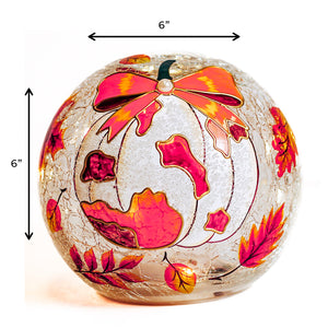 White Pumpkin Bow - Crackle Glass Orb