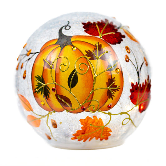 Swirling Pumpkin - Crackle Glass Orb