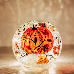 Swirling Pumpkin - Crackle Glass Orb