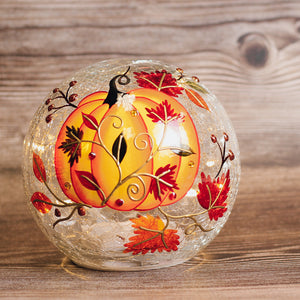 Swirling Pumpkin - Crackle Glass Orb